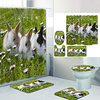 Easter Meadow Bunny Digital Printing Four-piece Set Shower Curtains and Hooks Modern Polyester Machine Made Waterproof Bathroom