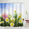 Easter Meadow Flowers Eggs Digital Printing Shower Curtain Shower Curtains Hooks Modern Polyester New Design