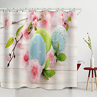 Easter Pink Flower Egg Digital Printing Shower Curtain Shower Curtains Hooks Modern Polyester New Design