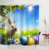 Easter Sunny Meadow Bunny Eggs Digital Printing Shower Curtain Shower Curtains Hooks Modern Polyester New Design