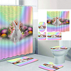 Easter White Rabbit Egg Digital Printing Four-piece Set Shower Curtains and Hooks Modern Polyester Machine Made Waterproof Bathroom