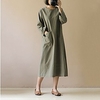 ebay amazon cotton and linen dress mid-length literary retro long-sleeved japanese mori female plus size skirt miniinthebox