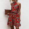 ebay amazon wish stand-alone hot sale strapless halter neck strap rayon printed dress skirt miniinthebox