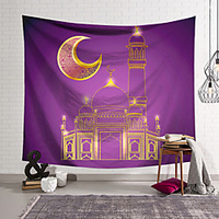 Eid Mubarak Islamic Muslim Ramadan Wall Tapestry Art Decor Blanket Curtain Hanging Home Bedroom Living Room Decoration Polyester