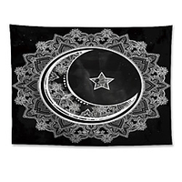 Eid Mubarak Islamic Muslim Ramadan Wall Tapestry Art Decor Blanket Curtain Hanging Home Bedroom Living Room Decoration Polyester White Moon Stars miniinthebox