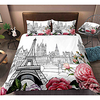 Eiffel Tower 3-Piece Duvet Cover Set Hotel Bedding Sets Comforter Cover with Soft Lightweight Microfiber,  Include 1 Duvet Cover,  2 Pillowcases for Double/Queen/King(1 Pillowcase for Twin/Single) miniinthebox