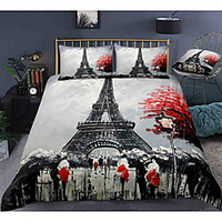 Eiffel Tower 3-Piece Duvet Cover Set Hotel Bedding Sets Comforter Cover with Soft Lightweight Microfiber,  Include 1 Duvet Cover,  2 Pillowcases for Double/Queen/King(1 Pillowcase for Twin/Single) miniinthebox