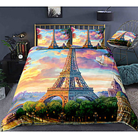 Eiffel Tower 3-Piece Duvet Cover Set Hotel Bedding Sets Comforter Cover with Soft Lightweight Microfiber,  Include 1 Duvet Cover,  2 Pillowcases for Double/Queen/King(1 Pillowcase for Twin/Single)s for Double/Queen/King(1 Pillowcase for Twin/Single) miniint