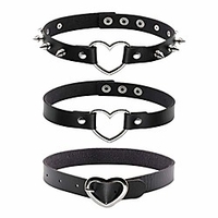 eigso women men goth punk collar vintage choker buckle pu leather necklace with rivet adjustable