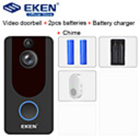 EKEN V7 HD 1080P Smart WiFi Video Doorbell with 218650 Battery 1Chime 118650 Battery Charger
