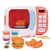 electronic kitchen toys pretend microwave oven play set for kids toddlers age 3 and up with 6pcs play dough (pink)