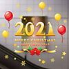 Electrostatic Glass Window Decals 2021 Christmas Snow Balloon Holiday Window Background Decoration Removable Wall Stickers