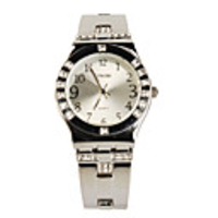 Elegant Diamond Quartz Wrist Watch with Stainless Steel Band Men Silver