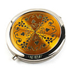 Elegant Double Side Round Folding Pocket Compact Stainless Makeup Mirror Orange 2 Pcs