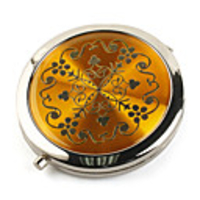 Elegant Double Side Round Folding Pocket Compact Stainless Makeup Mirror Orange 2 Pcs
