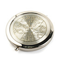 Elegant Double Side Round Folding Pocket Compact Stainless Makeup Mirror White 2 Pcs