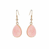 elegant fashion women water drop drusy dangle hook earrings unique party jewelry gift - pink