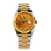 Elegant Golden Tone Crystal Automatic Wristwatch with Luminous Hand White