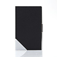 Elegant Metal Business Card Case with Leather Purface-black