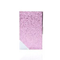 Elegant Metal Business Card Case with Leather Purface-Rose Red
