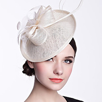 Elegant Retro Flax / Lace Fascinators with Feather / Bowknot 1 Piece Special Occasion / Party / Evening Headpiece miniinthebox