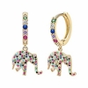 elephant dangle hoop earrings 14k gold plated cubic zirconia animal huggies earrings for women girls