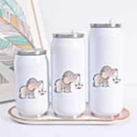 Elephant Print Cans Thermo Flask Tumbler Thermos Termo Coffee Mug Water Bottle Termo Cafe Travel Outdoor straw Bottle