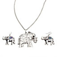 Elephant Shape Alloy Necklace Earrings Jewelry Set