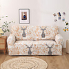 Elk Print 1-Piece Sofa Cover Couch Cover Furniture Protector Soft Stretch Slipcover Spandex Jacquard Fabric Super Fit for 1~4 Cushion Couch and L Shape Sofa, Easy to Install(1 Free Cushion Cover)