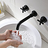 Embedded Bathroom Sink Faucet - Rotatable Black Oxide Finish Wall Installation Two Handles Two HolesBath Taps