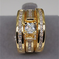 Engagement Ring Diamond Layered Gold Silver Copper Rhinestone Crown Ladies Stylish Luxury 1 set 6 7 8 9 10 / Couple