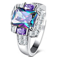 Engagement Ring Diamond Solitaire Purple Zircon Alloy Ladies Luxury Classic 7 8 9 / Women