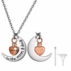 engraved rose gold moon cremation necklace for women mom grandma customizable i love you to the moon back heart urn jewelry for ashes human dog pets