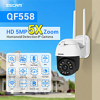 ESCAM QF558 wireless WIFI connection 5MP humanoid detection 5X PTZ two-way voice ONIVF smart dual-light source night vision H.265 outdoor camera miniinthebox