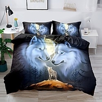 Ethnic Animal wolf starry Sky Duvet Cover Set Twin Full Queen King size 2/3 Piece Bedding Set with 1 or 2 Pillowcase(Single Twin only 1pcs) miniinthebox