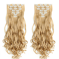 Eunice 22Inch 16 Clips in Hair Extensions Long Wavy Synthetic Clip In Hair Extensions Fake False Hair Pieces Ombre Hairpieces miniinthebox