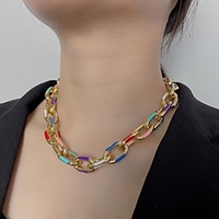 european and american cross-border jewelry geometric simple cold wind cross chain necklace women fashion hip hop oil dripping metal necklace miniinthebox