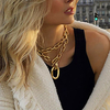 european and american cross-border jewelry,  trendy personality aluminum chain multi-layer necklace,  fashionable geometric metal buckle clavicle necklace female miniinthebox