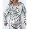 european and american fashion hot girl round neck stitching long-sleeved sequin dress spring and autumn new foreign trade ladies base skirt miniinthebox