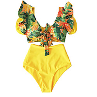 european and american ruffled bikini new printed swimsuit bikini2021 split swimwear female cross-border foreign trade ins miniinthebox