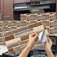 European Style Retro Brown Wood Grain Self-adhesive Tile Stickers Kitchen Stove Waterproof And Oil Proof Stickers House Dyi Renovation Wall Stickers miniinthebox