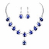 evening party jewelry blue necklace earrings jewelry set (blue)