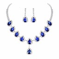 evening party jewelry blue necklace earrings jewelry set (blue)
