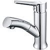 EXECART Bathroom Sink Faucet with Pull Out Sprayer Single Handle Basin Mixer Tap Lavatory Bath Bar Utility RV Laundry Sink Pull Down Vessel Sink Faucet with Rotating Spout (Chrome