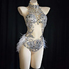 Exotic Dancewear Leotard / Onesie Feathers / Fur Crystals / Rhinestones Women