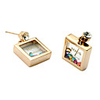 Exquisite Square K Gold Stud Ear Studs