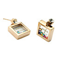 Exquisite Square K Gold Stud Ear Studs