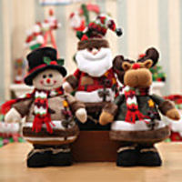 Exquisite Handmade Christmas Santa Snowman Reindeer Standing Doll Christmas Gift