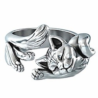 exquisite jewelry ring love rings vintage unisex sleeping cats silver plated opening finger ring jewelry gift wedding band best gifts for love with valentine