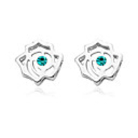 Exquisite Roses Shape Crystal Ear Studs
